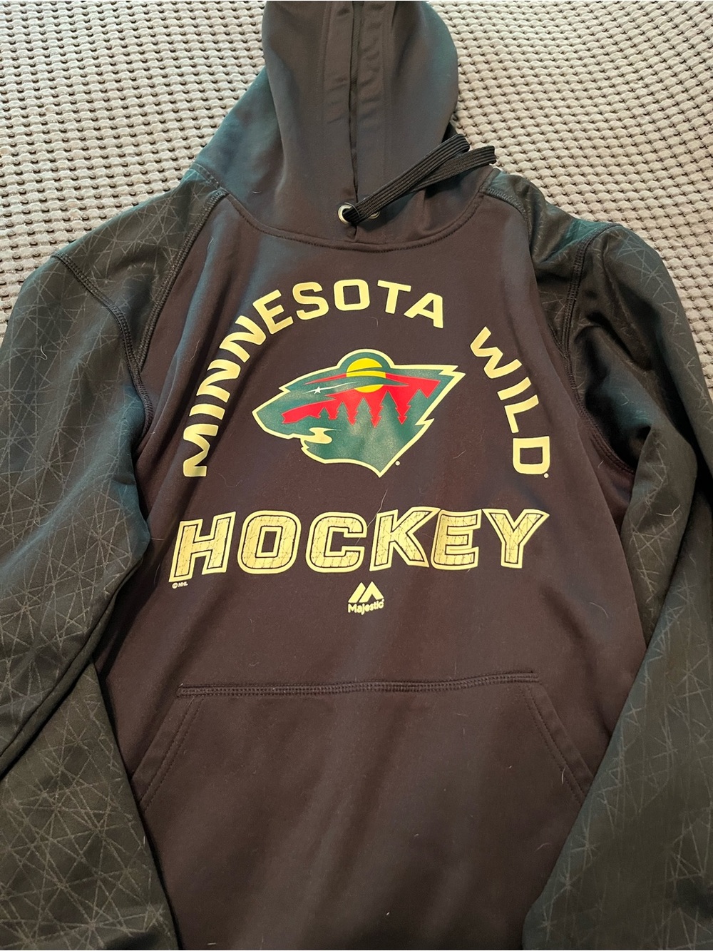Majestic Black Minnesota Wild Youth Hockey Hoodie with Team Logo